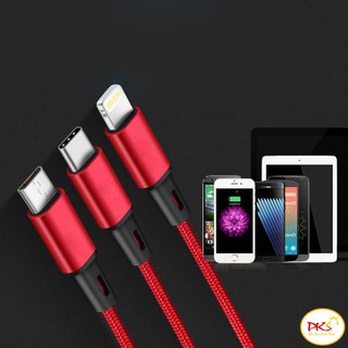 [Mã ELHAJULY giảm 6% đơn 50K] Dây Cáp sạc điện thoại 3 đầu Lightning, Micro USB, Type-C chịu dòng 2,8A siêu tiện dụng
