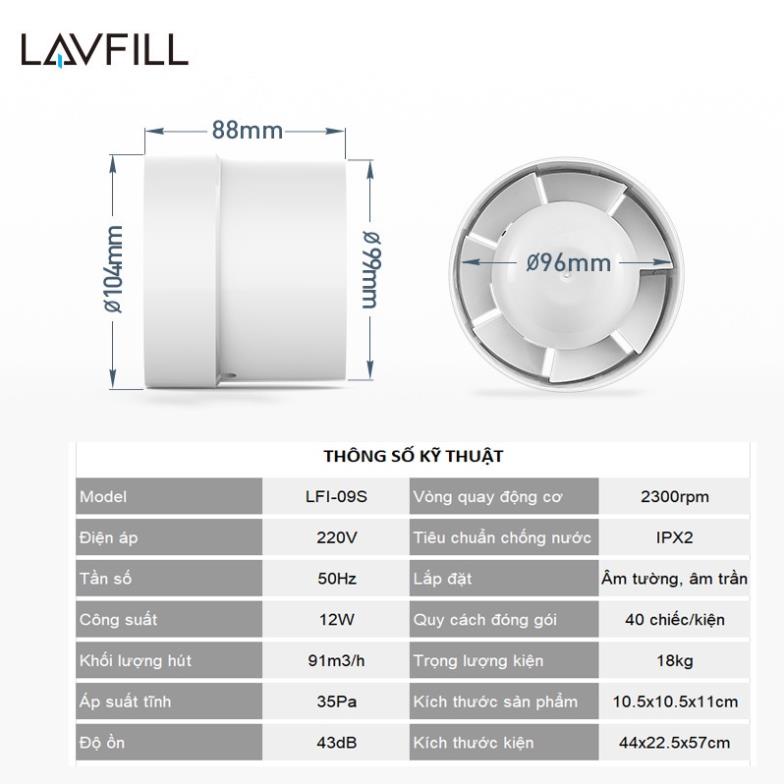 Quạt thông gió đường ống LAVFILL LFI-09S / 11S/ 13S