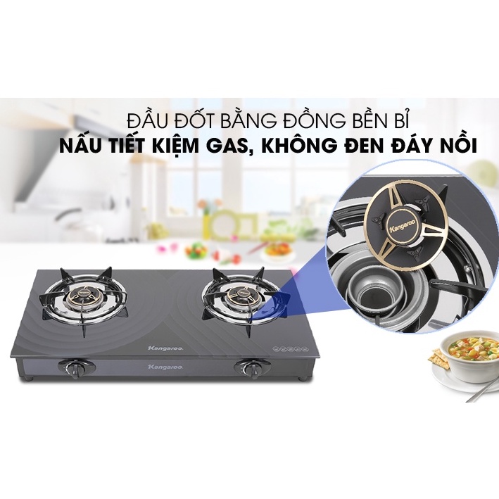 Bếp ga đôi Kangaroo KG519M Chính hãng trưng bày+Tặng dây gas-bếp nấu tiết kiệm gas
