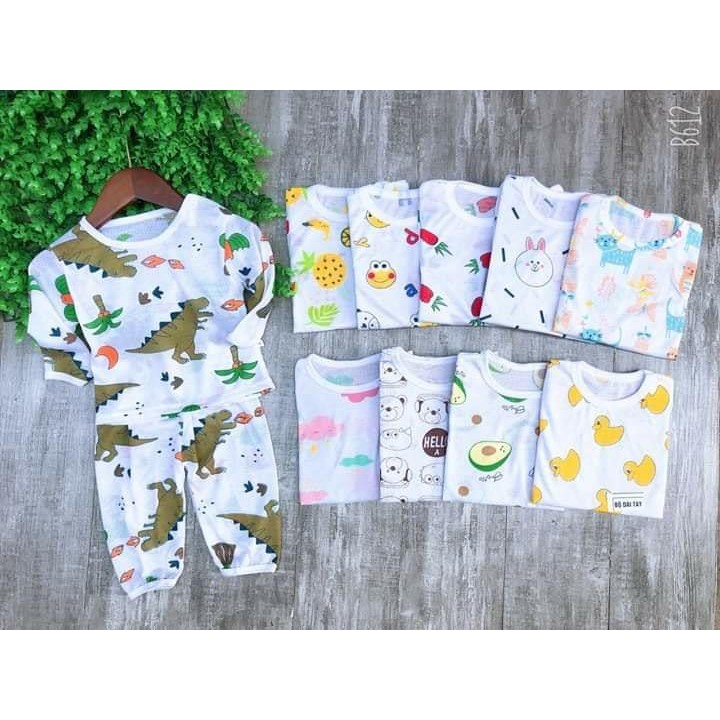 sét đồ bộ thời giang trẻ em cotton giấy dày tay babykishop QN02