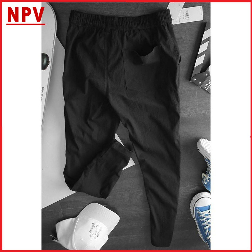 Quần tây nam NPV dáng xuông trẻ trung chất đũi thoáng khí- Quần đũi dài nam ống côn cạp chun dây rút | BigBuy360 - bigbuy360.vn