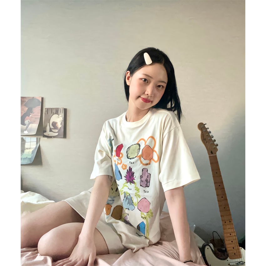 NRVP Áo Thun Cổ Tròn Oversize Thời Trang Hàn Quốc 2022 Cho Nữ