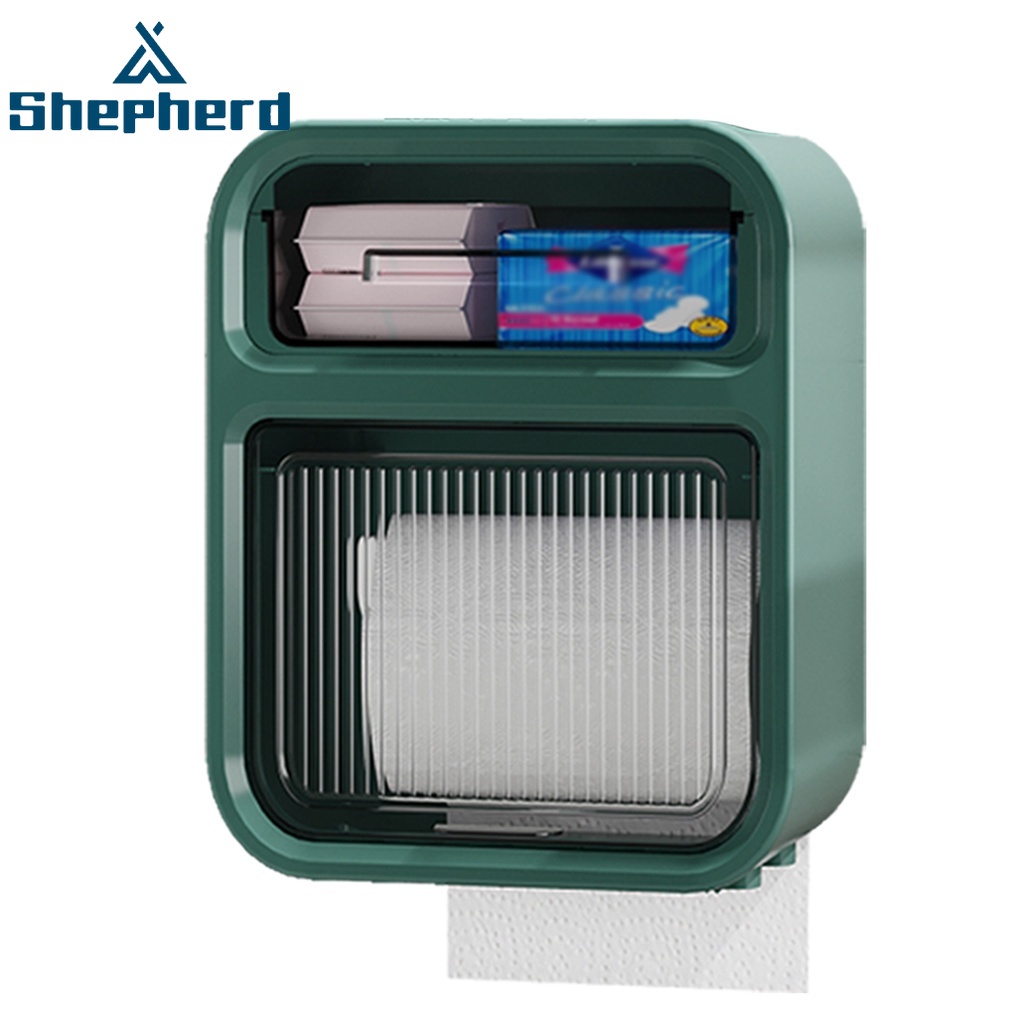 Hộp đựng khăn giấy cuộn SHEPHERD hai tầng gắn tường chống nước kiểu dáng sang trọng