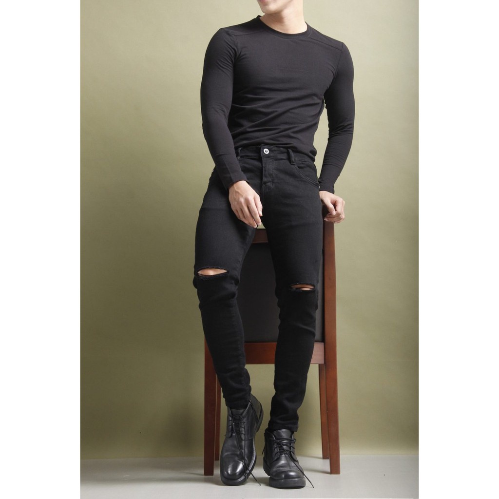 QUẦN JEAN NAM ĐEN LEVIS RÁCH GỐI - HÌNH THẬT