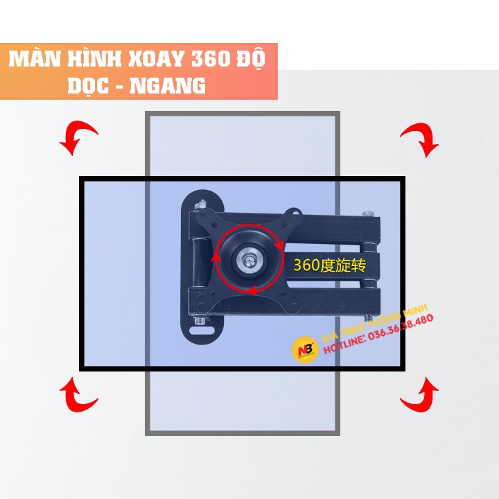 Giá Treo Màn Hình Máy Tính Gắn Tường S32 14 - 17 - 23 - 29 - 32 Inch - Giá Treo Tivi Xoay 360 Độ Tiện Lợi Khi Sử Dụng