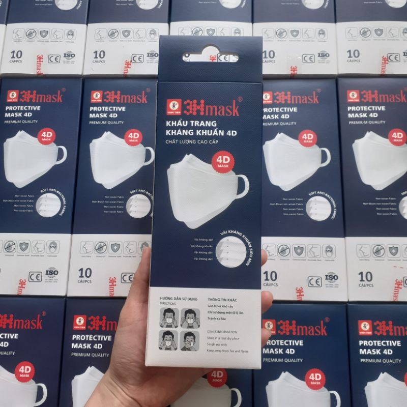 Hộp 10 cái khẩu trang KF94 ôm khít mặt 3Hmask Giấy Vĩnh Tiến