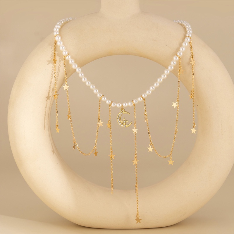 Vòng Cổ Choker Đính Hạt Ngọc Trai Và Ngôi Sao Phong Cách Baroque