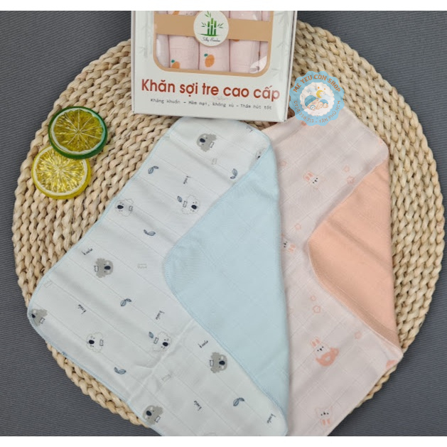 [1 cái] Khăn sữa sợi tre 4 lớp cao cấp cho bé - Hiệu Cún Con (katydang)