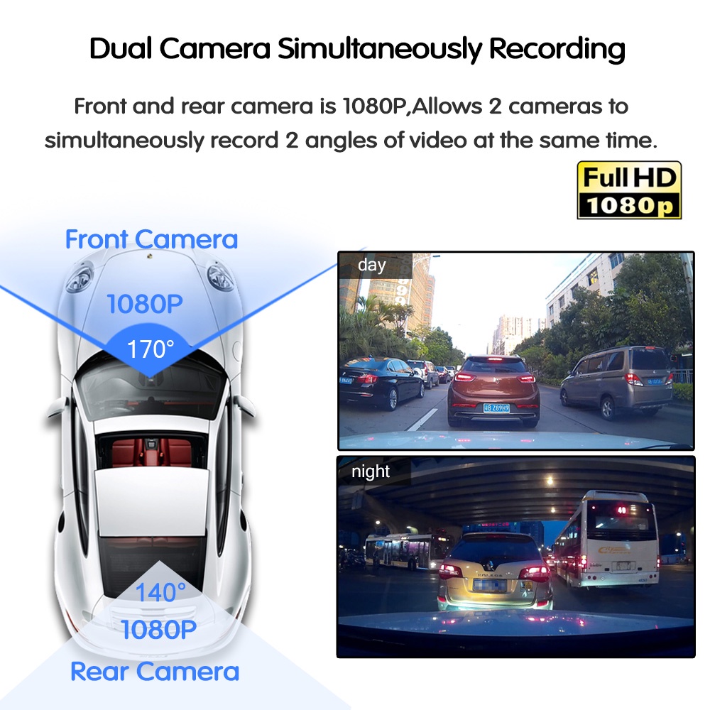 Gương Chiếu Hậu Tích Hợp Camera Kép Dvr 1080P HD 4.3 Inch Cho Xe Hơi | BigBuy360 - bigbuy360.vn