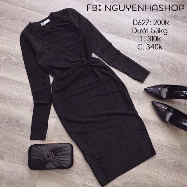 Đầm body nhũ xoắn eo