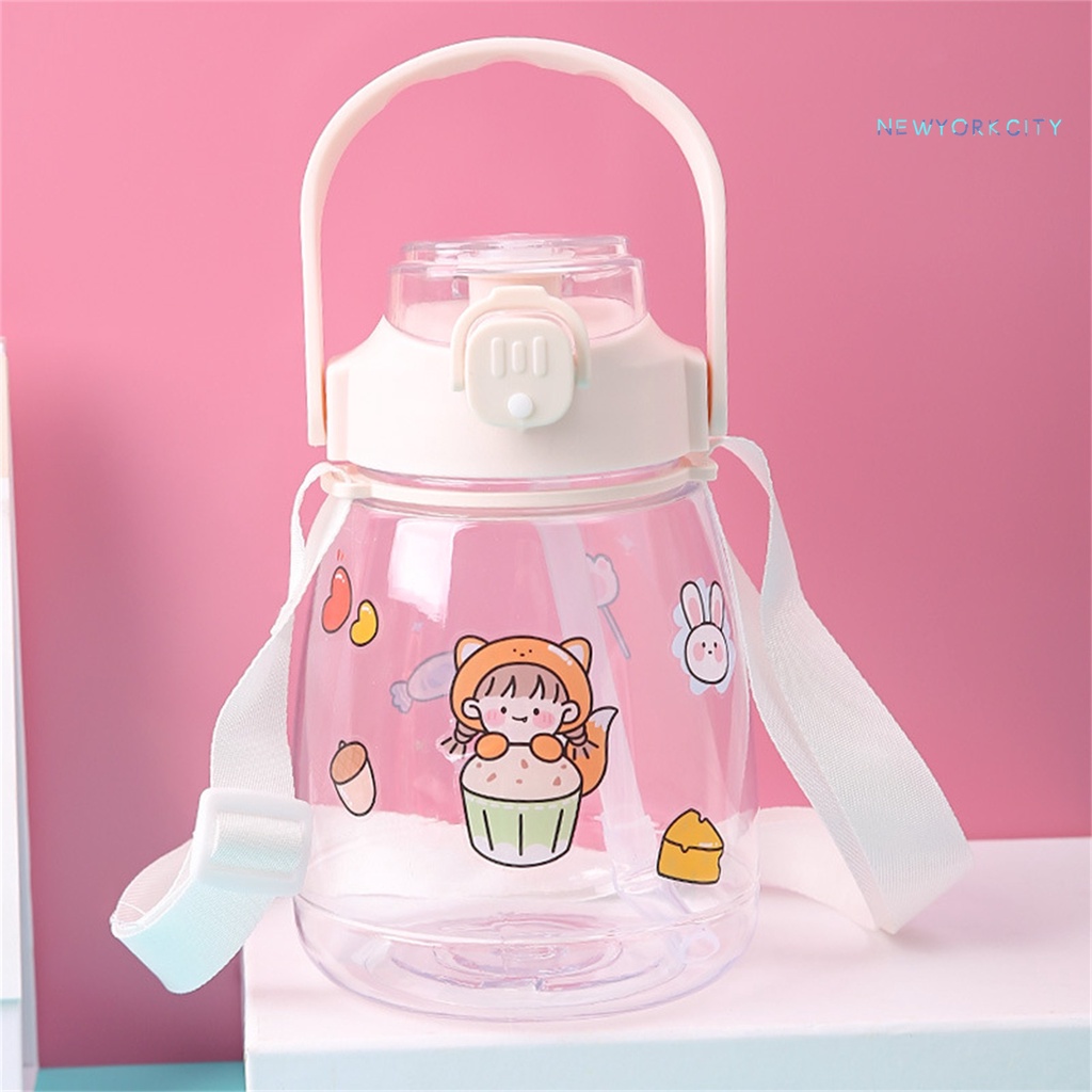 Bình Nước Thể Thao NY-1300ml Có Nắp Đậy Và Dây Đeo Vai Dung Tích Lớn Trong Suốt