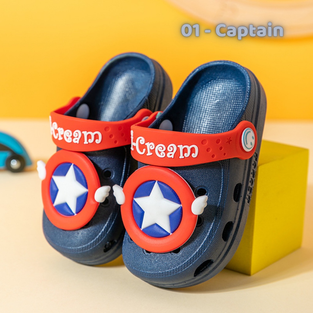 Dép Sục Cross Cho Bé Hình Captain - Thỏ Cà Rốt - Khủng Long, Size Từ 1- 3 Tuổi, Siêu Mềm, Êm Chân