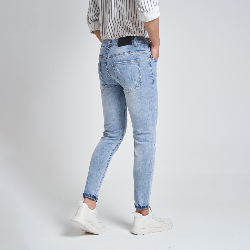 Quần Jeans Nam Chất Bò Đẹp Local Brand TONY4MEN Form Slimfit Màu Xanh Xước QJ1040 | BigBuy360 - bigbuy360.vn