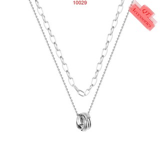 Dây chuyền 2 tầng unisex mặt xoắn tròn thời trang