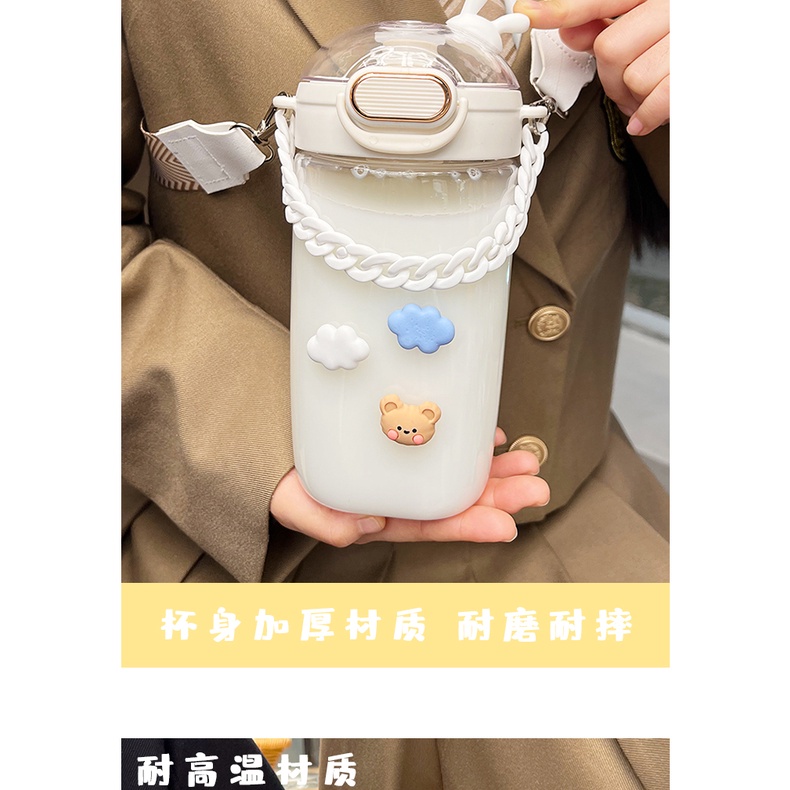 BÌNH ĐỰNG NƯỚC DUNG TÍCH 1000ML CÓ ỐNG HÚT SIÊU DỄ THƯƠNG CÓ KÈM DÂY ĐEO HOT TREND 2022