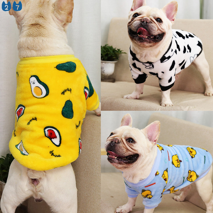 {27Pets} Bộ Đồ Ngủ Hai Mảnh Ấm Áp Kích Thước Nhỏ Và Vừa Cho Thú Cưng Bull Pháp
