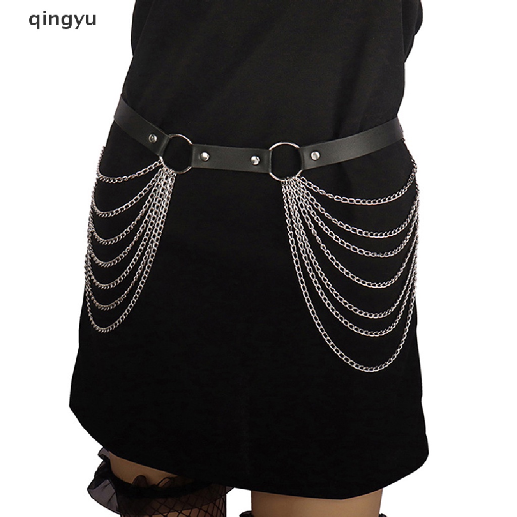 Thắt Lưng Dây Xích Bằng Da Màu Đen Gợi Cảm