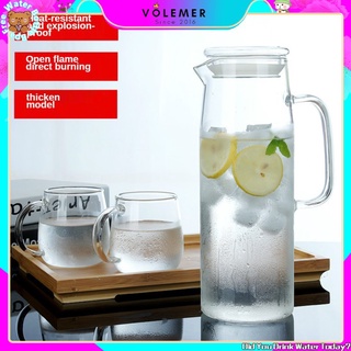 Bình nước thủy tinh Volemer chịu nhiệt chống cháy nổ dung tích 1l / 1.2l / 1.5l
