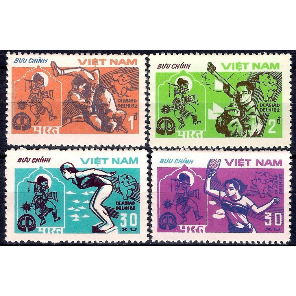 Tem sưu tập MS 406 Tem Việt Nam Thể thao châu Á lần thứ 9 New Delhi 1982