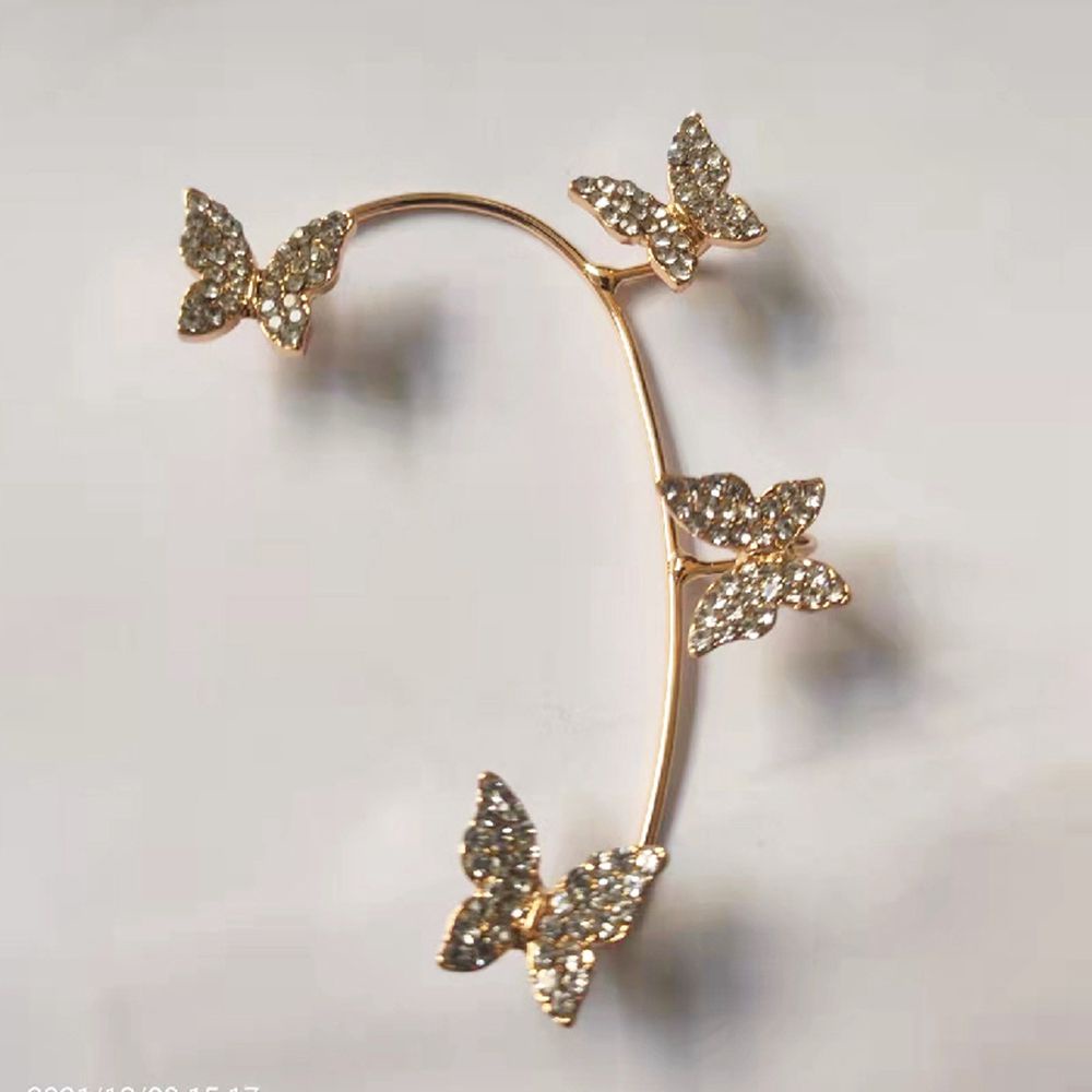 Khuyên kẹp vành tai hình bướm đính đá zircon phong cách Hàn Quốc sang trọng thời trang cho nữ