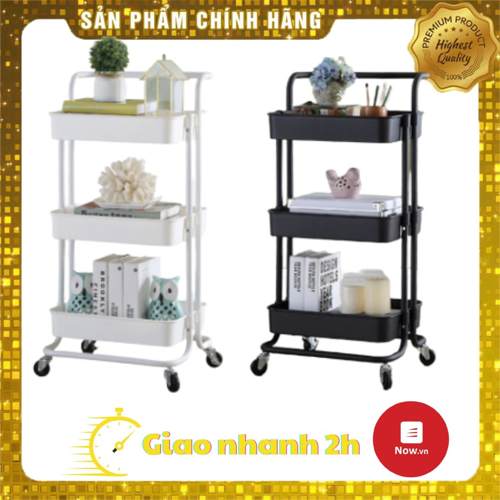 Kệ 3 tầng đa năng có bánh xe - kệ để đồ mỹ phẩm , bỉm sữa ,đồ chơi  ,đồ nhà tắm ,Spa - an toàn cho bé