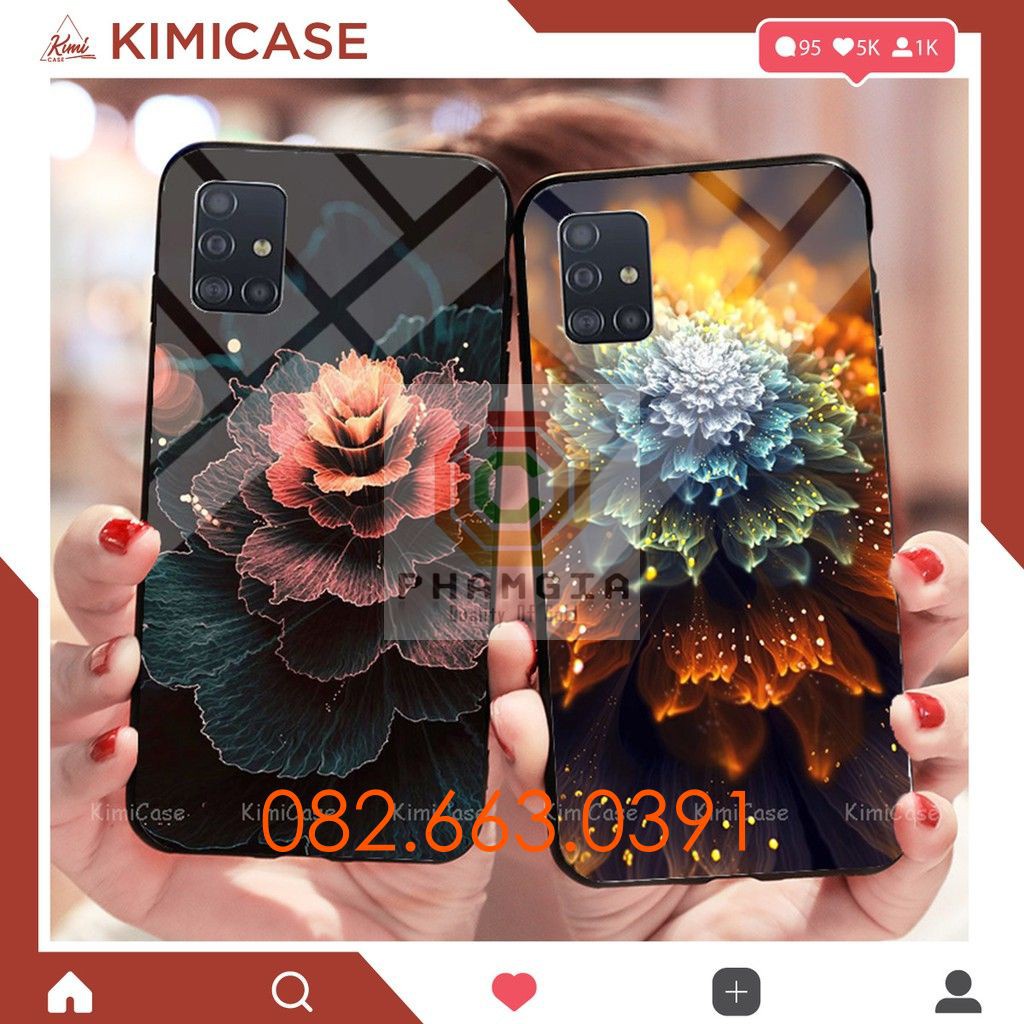 Ốp lưng ép kính Samsung M51 in hình hoa sứ đẹp