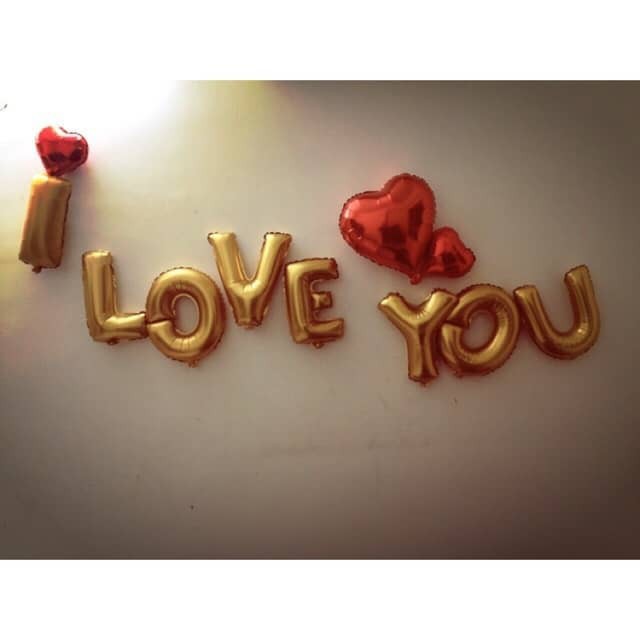 BÓNG I LOVE YOU + TẶNG 2 TRÁI TIM 25CM ĐỎ