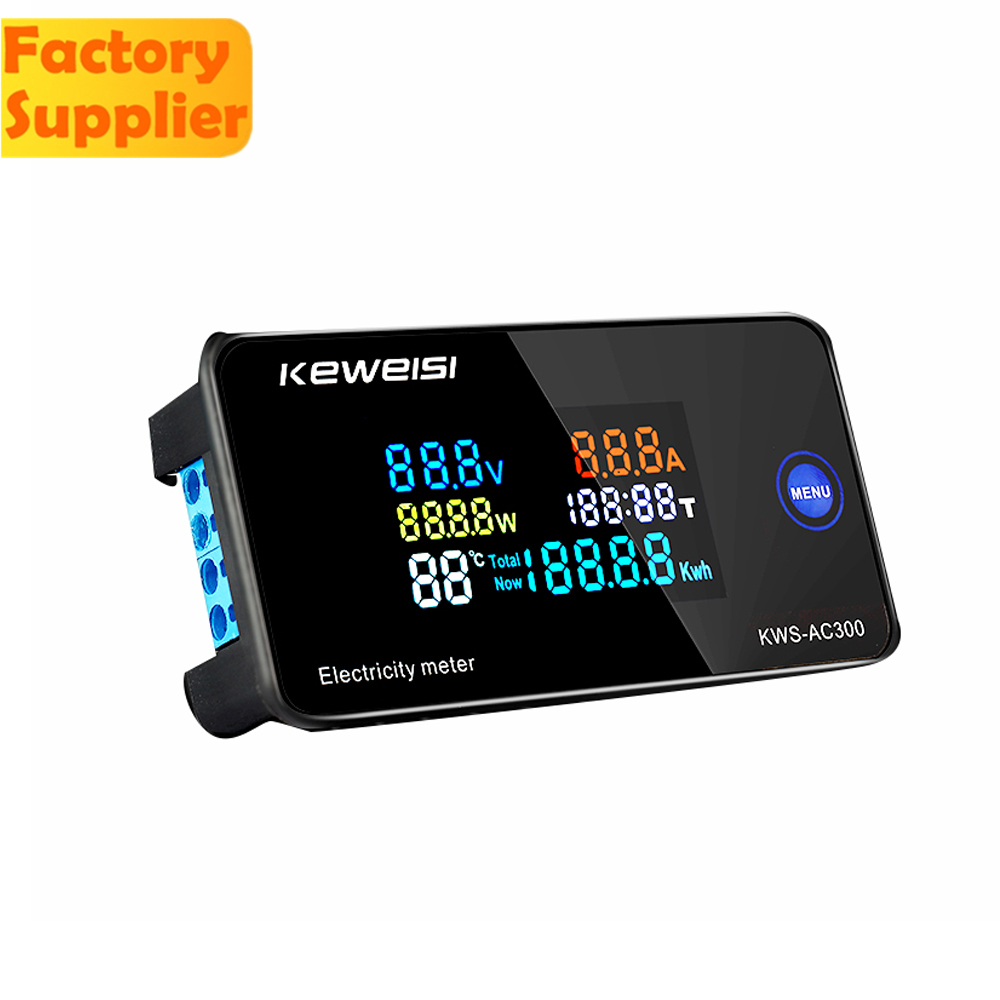 6 IN 1 KWS-AC300 LCD màu màn hình lớn Điện áp xoay chiều dòng điện đo nhiệt độ nguồn điện AC50-300V  Máy biến áp tích hợp 10AKWS-AC300