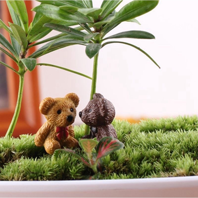 Set 4 Tượng Gấu Mini Trang Trí Sân Vườn