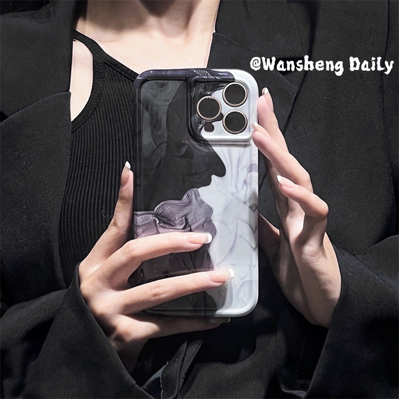 Ốp điện thoại thêu hình chống sốc màu trắng đen dành cho iPhone 13 pro max 12 11XS / XR 8