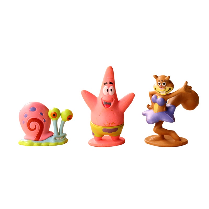 Set 6 Đồ trang trí Nhân Vật Phim Hoạt Hình Spongebob Dễ Thương Trang Trí Bánh Kem