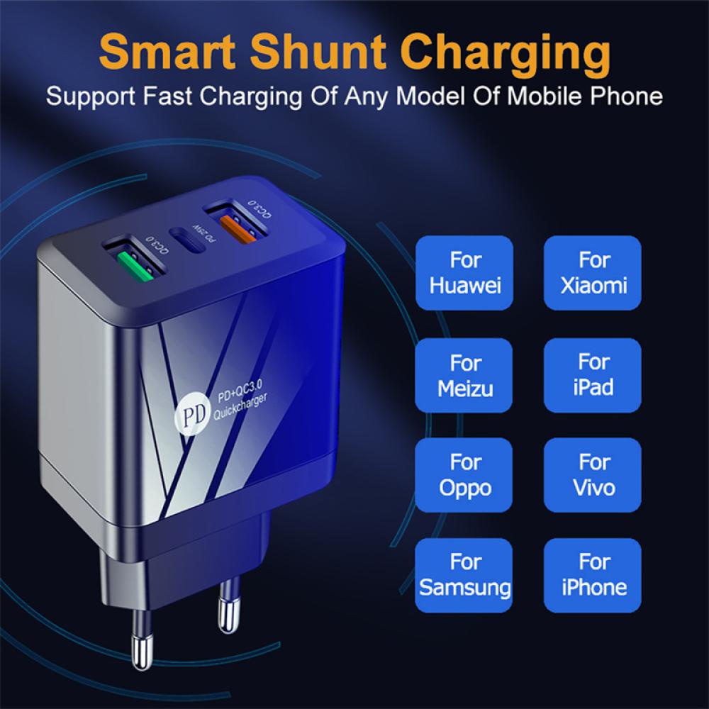 Đế Sạc Nhanh USB Kép QC3.0 + PD 25W I2P3 Cho Điện Thoại Di Động