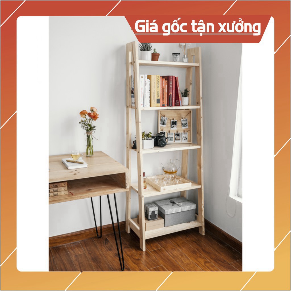 Kệ giá sách gỗ thông 4 5 tầng Decor