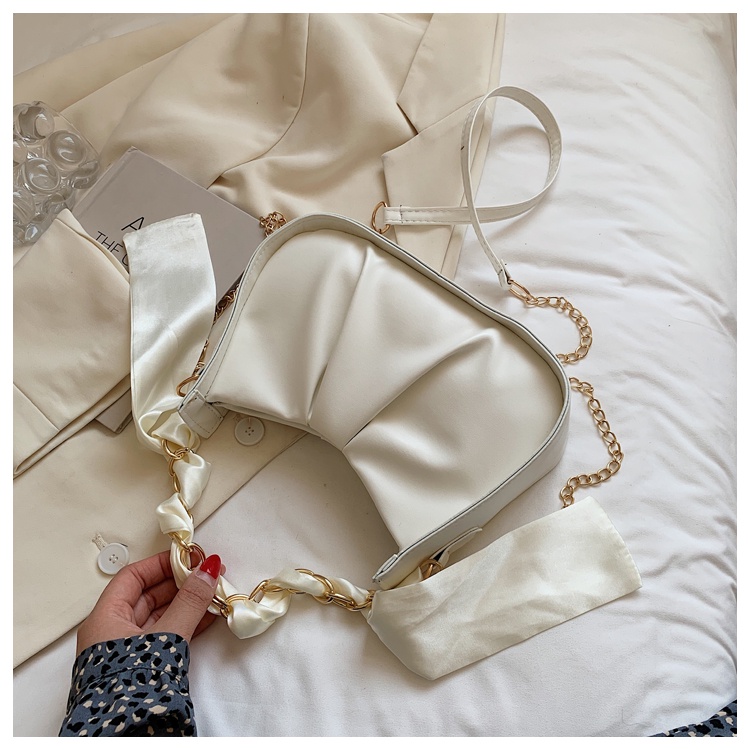 Túi xách nữ đeo chéo, túi kẹp nách dây xích phối nơ tiểu thư sang trọng đi làm đi chơi