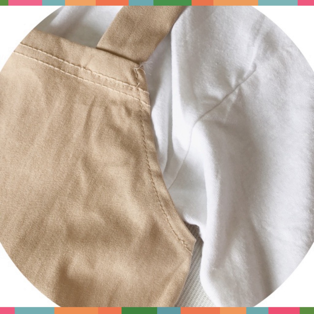 Bộ Yếm Kaki Màu Be Dài Kèm Áo Thun Cotton ️🎶 Sét Yếm Nữ Áo Thun Dáng Rộng | BigBuy360 - bigbuy360.vn