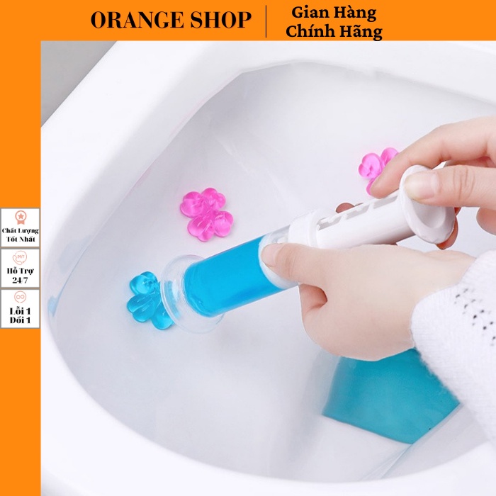 Gel thơm khử trùng bồn cầu diệt khuẩn toilet gel dính bồn cầu dạng thạch hình bông hoa Gel thơm làm sạch Orange Shop