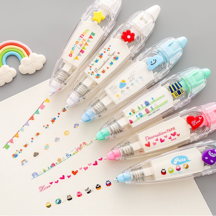 Bút xóa băng Bút bấm màu trang trí cho sổ nhật ký 6mmx4m