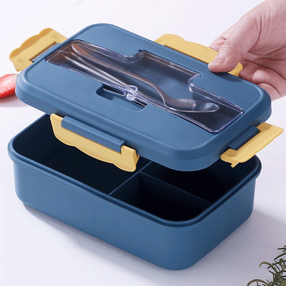 Hộp Cơm Trưa Văn Phòng 3 NGĂN K6 Loại 1 - Nhựa PP Cao Cấp - Kèm Đũa Thìa - Sử Dụng Lò Vi Sóng