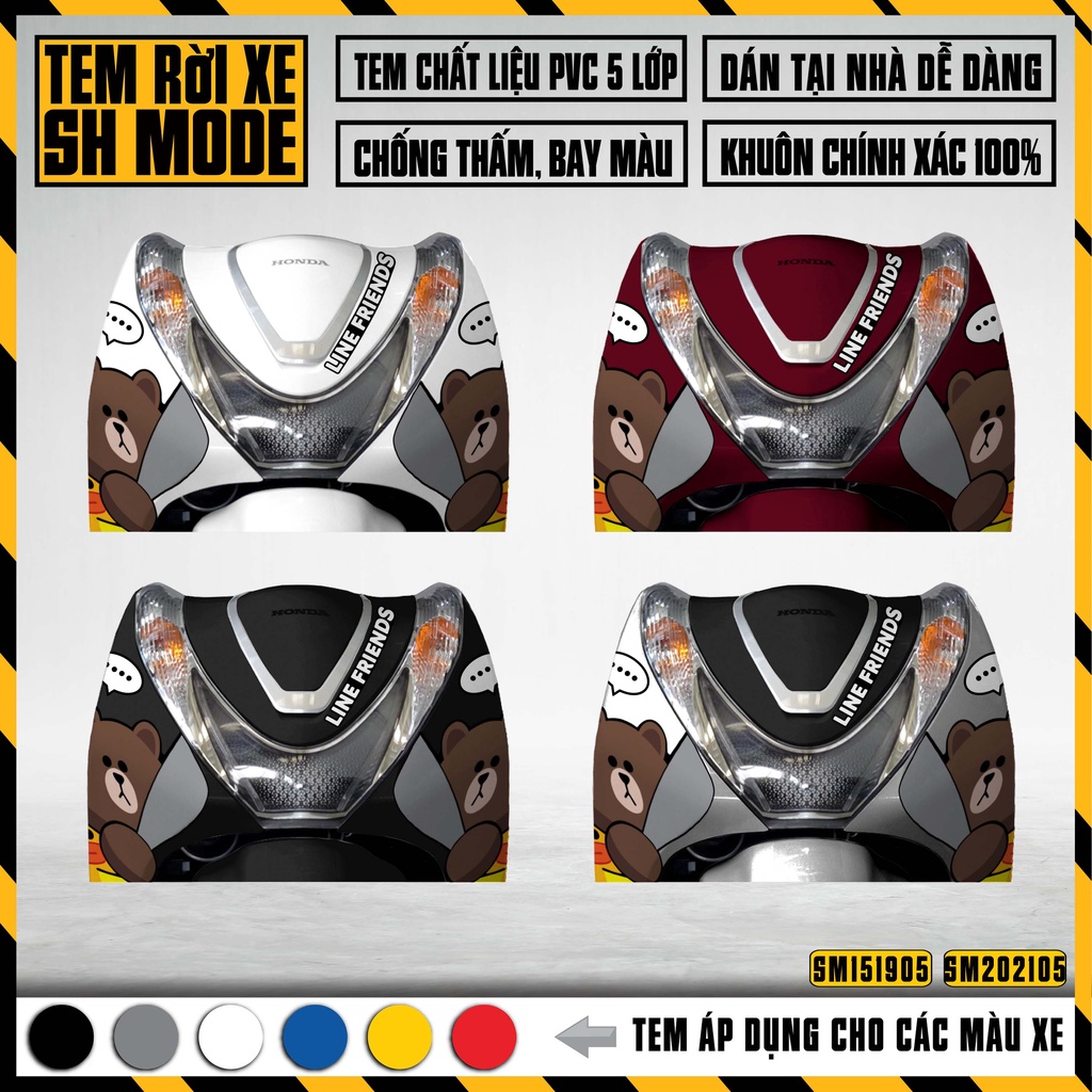 Tem Xe SH Mode Mẫu Gấu Và Thỏ | SM05 | Decal Dán SH Nữ 2015 - 2021 Chống Nước, Dễ Dán