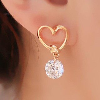 Bông Tai Hình Trái Tim Đính Đá Zircon Thời Trang