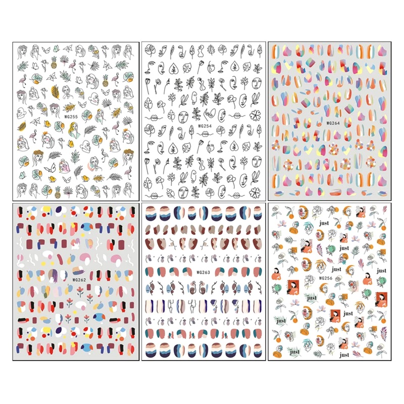 Set 6 Tấm Sticker Dán Móng Nghệ Thuật Trừu Tượng