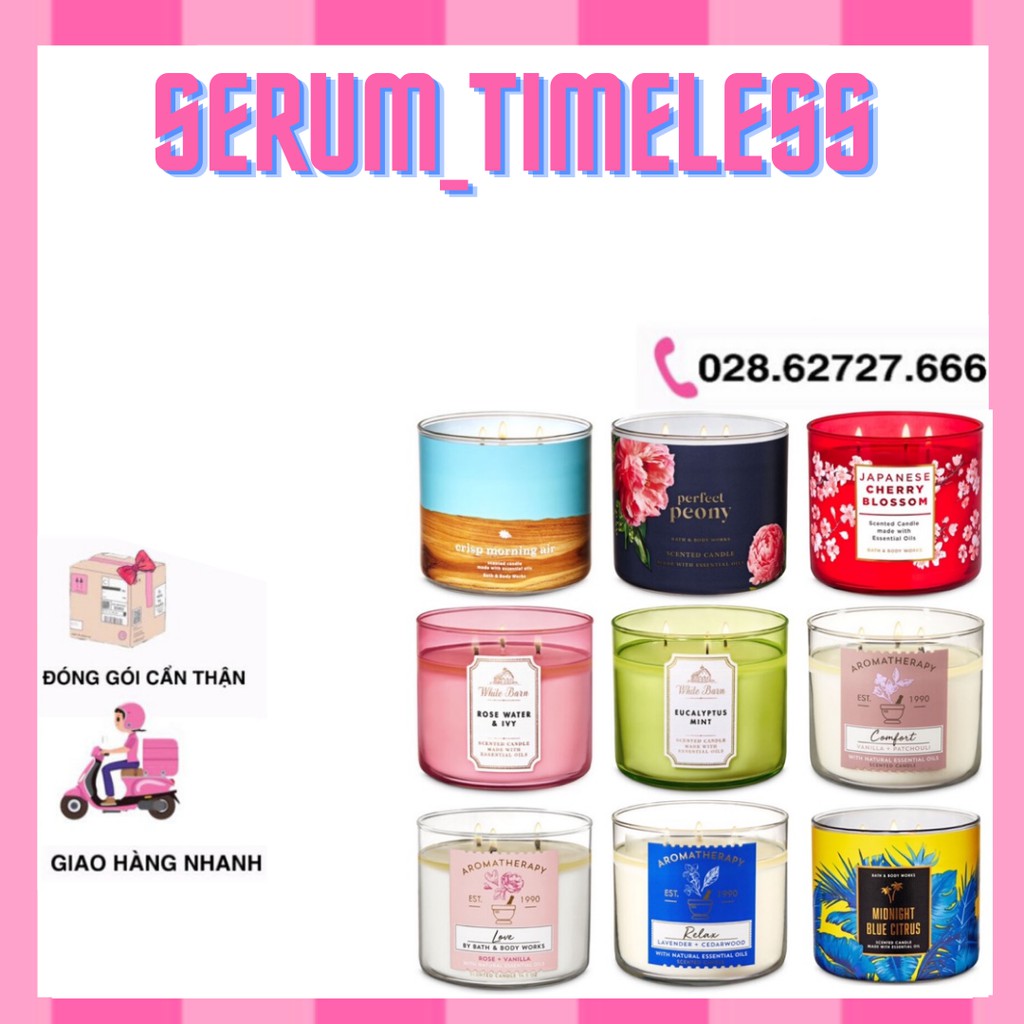 [Link 3/4 - Đủ Mùi] Nến Thơm Bath Body Works 3 bấc (411g)