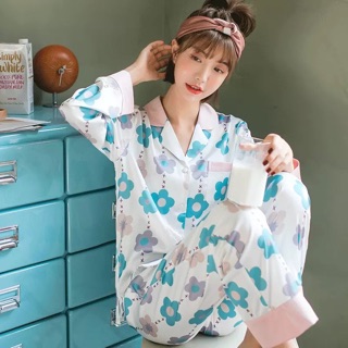 Bộ ngủ lụa hoa sang chảnh qccc