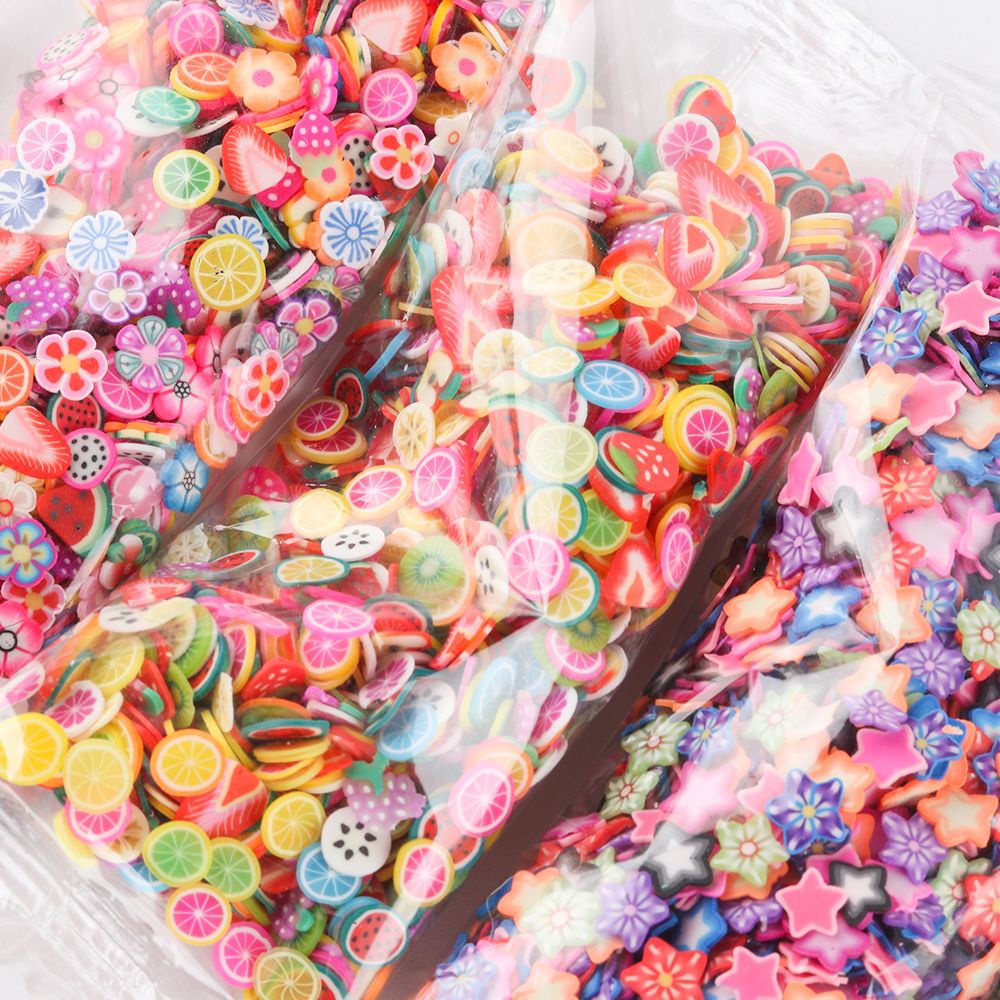 [Hàng mới về] Túi 1000 miếng dán trang trí móng tay họa tiết trái cây/lông vũ 3d thời trang diy