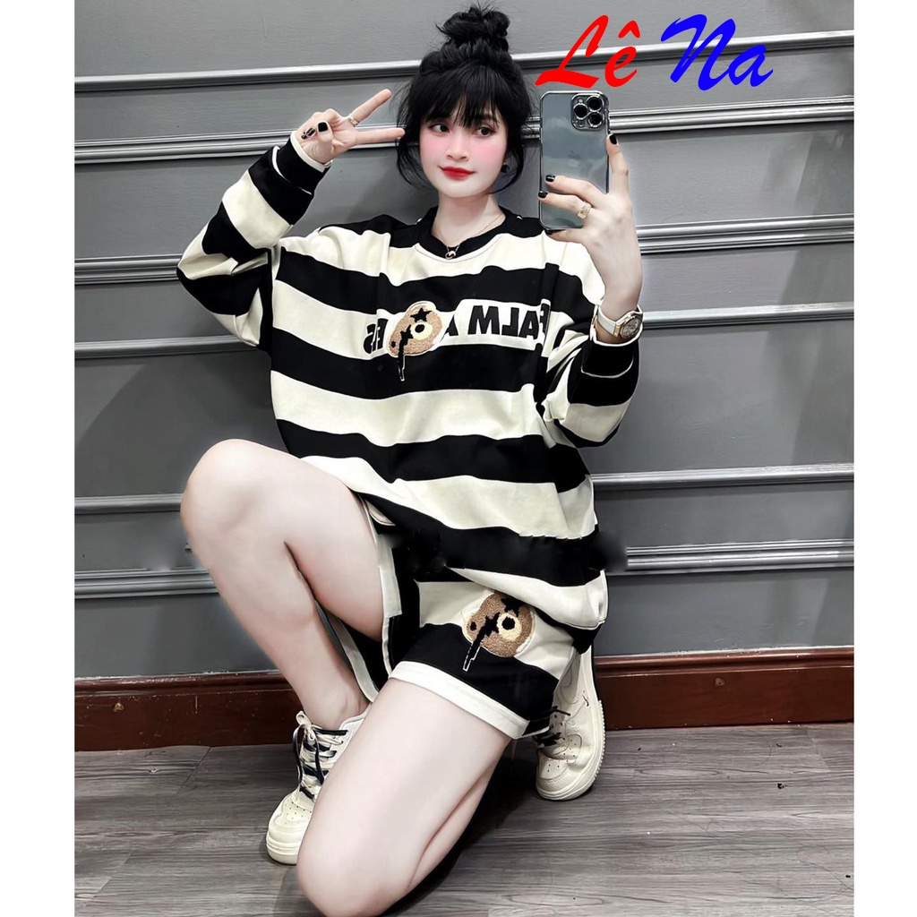 Set Bộ Gấu Kẻ Sọc Ngang Nữ SV35