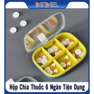 Hộp Đựng Thuốc, Hộp Chia Thuốc 6 Ngăn Di Động Chống Ẩm Tiện Dụng Khi Đi Du Lịch