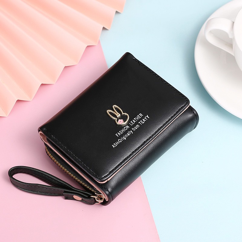 Ví Ngắn Nữ Cầm Tay Cao Cấp Thiết Kế Thanh Lịch Đính Thỏ V565 Dáng Sang Trọng - Hazo
