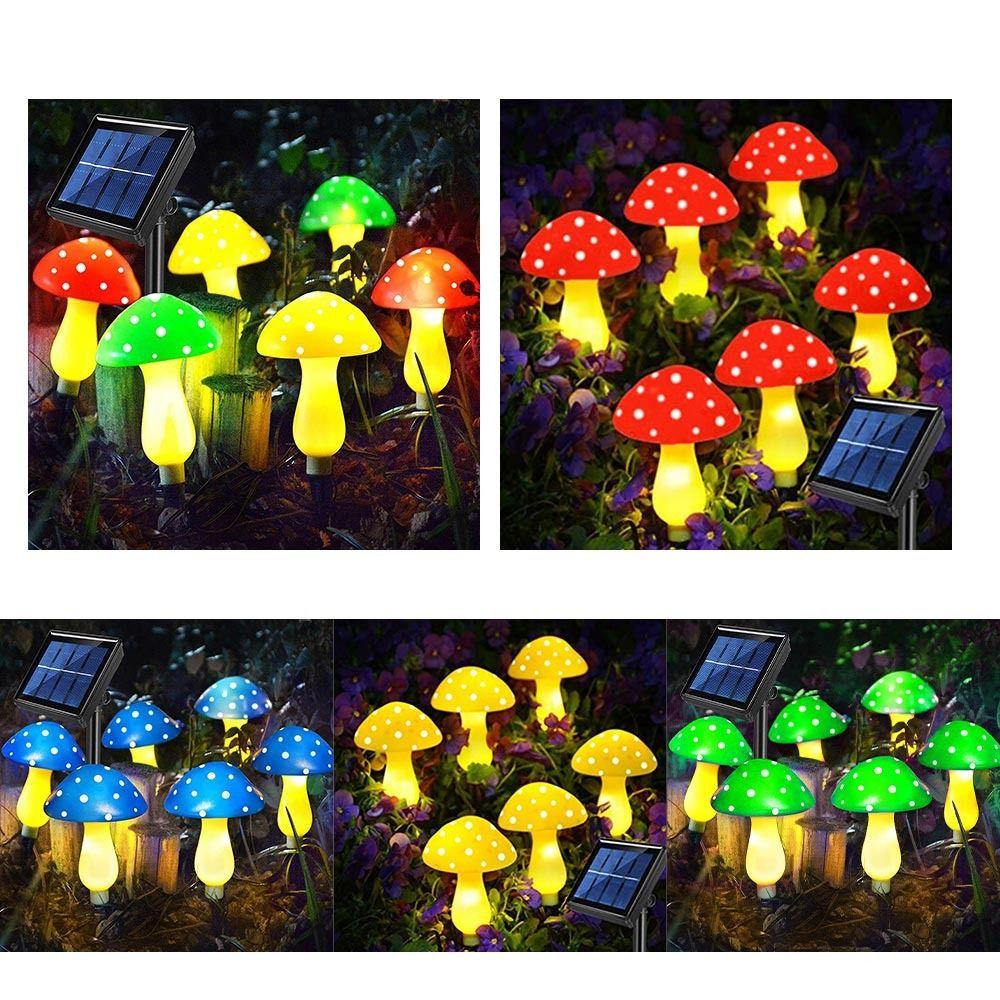 Set 6 Đèn LED Hình Nấm 5 Màu Trang Trí Sân Vườn Ngoài Trời