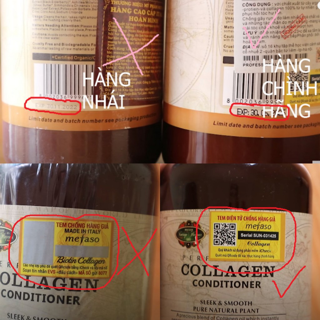 [Auth] Bộ Dầu Gội Xả Collagen Mefaso Ý 850ml - Chống Rụng Tóc, Phục Hồi Tóc, Tóc Nhuộm