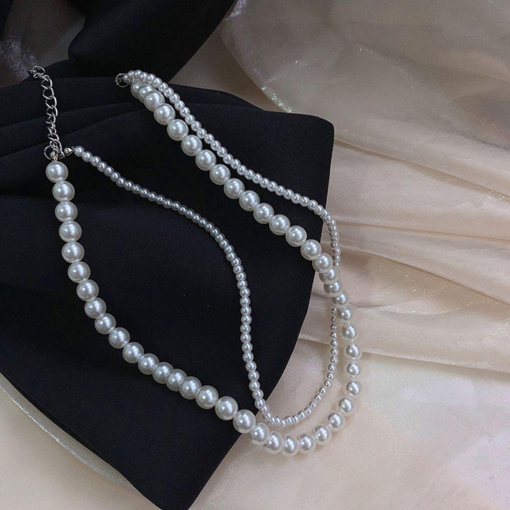 Vòng cổ choker 2 lớp đính ngọc trai giả phong cách Hàn Quốc vintage ngọt ngào thanh lịch nhiều màu sắc cho nữ